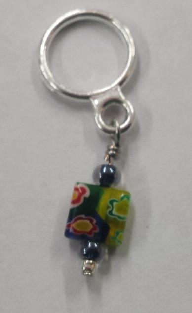 Creative Fiber Artists Individual Stitch Ring Marker - Floral Square Creative Fiber Artists Individual Stitch Ring Marker - Floral Square